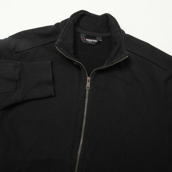 American Giant Jacket Mens XL Black Full Zip Cotton Fleece Made USA Sweatshirt
